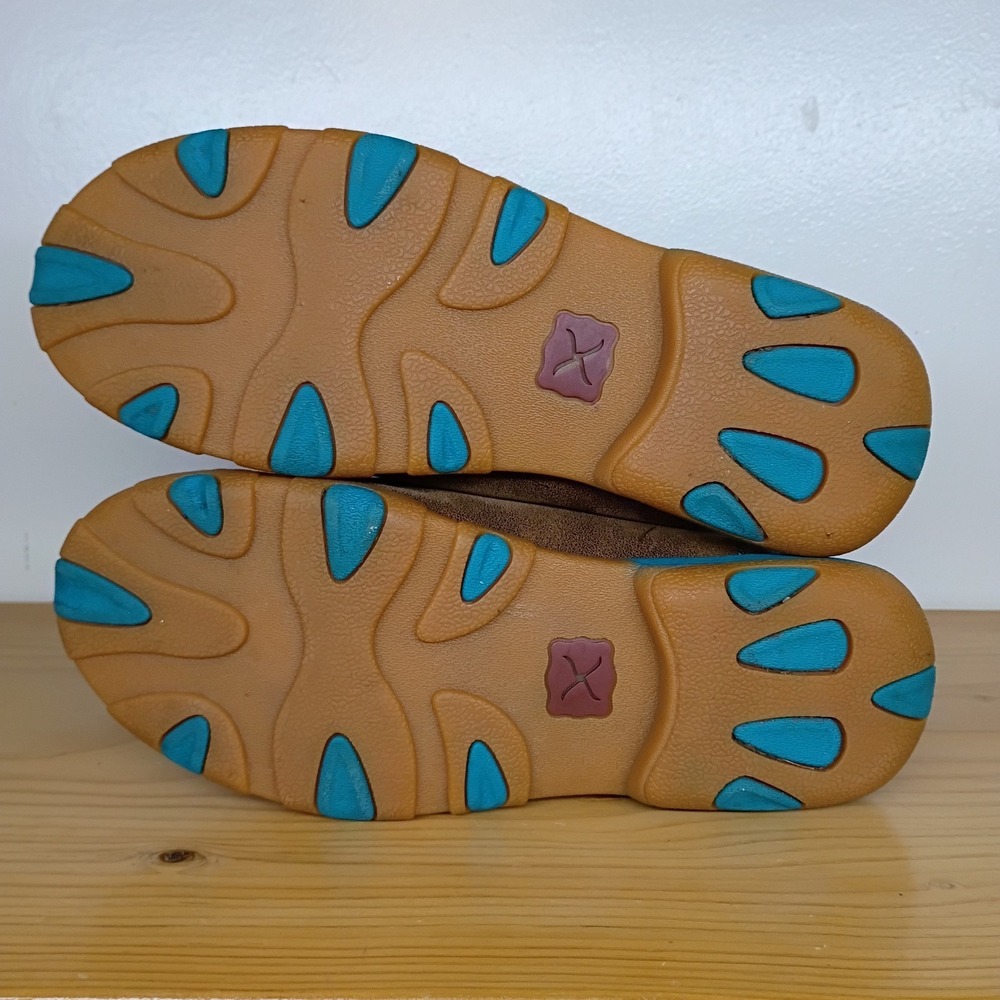 Twisted X Boots Chukka Driving Moccasin Brown Turquoise Diamonds Women's 6.5 M - Picture 8 of 12